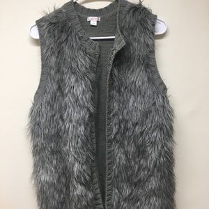 Gray faux fur vest